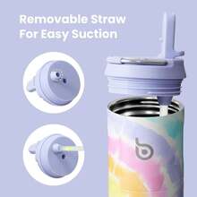New-88  Insulated Water Bottle 24oz  Straw Lid And Handle For Sports Travel Gym Stainls Steel Water Bottl Double-Wall Vacuum Metal Le Proof - - 棉花糖 - 查看 4