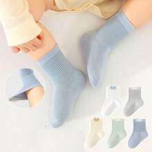 5 Pairs Baby Socks, Thin Mid-Calf Breathable For Newborns & Infants, Spring/Autumn, Non-Binding Up To 1 Year Old