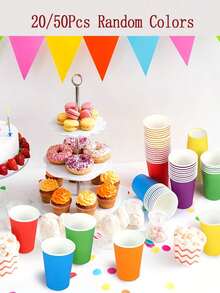 10/20/50/100 个鲜艳多彩纸杯 - 非常适合盛放冷热饮品，非常适合婚礼、野餐、烧烤、旅行和活动，无涂层派对用品，烧烤派对用品，鲜艳派对杯，可重复使用的派对用品，粉色 - 家庭派对用品，适合冷饮咖啡节庆祝活动