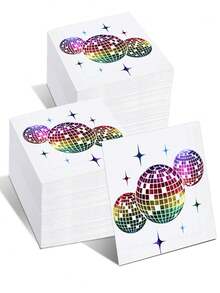 16pcs Disposable Silver Foil Embossed Disco Cocktail Napkins, Personalized 70s 80s 90s Party Supplies, Suitable For Birthday, Wedding, Graduation Party Decor, Restaurant, Bar, Birthday Cake Napkins, Bachelorette Party Decor, Bachelorette Party Favors, Bachelorette Party, Bridal Shower Favors, Wedding Guest Favors, Autumn Decor, Halloween Home Decor, Christmas Decor - Multicolor - View 1