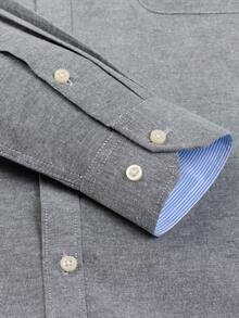 Oxford Shirts For Men Long Sleeve Mens Dress Shirts Casual Button Down Shirts With Front Pocket Regular Fit For Spring/Fall - Xám - Xem 6