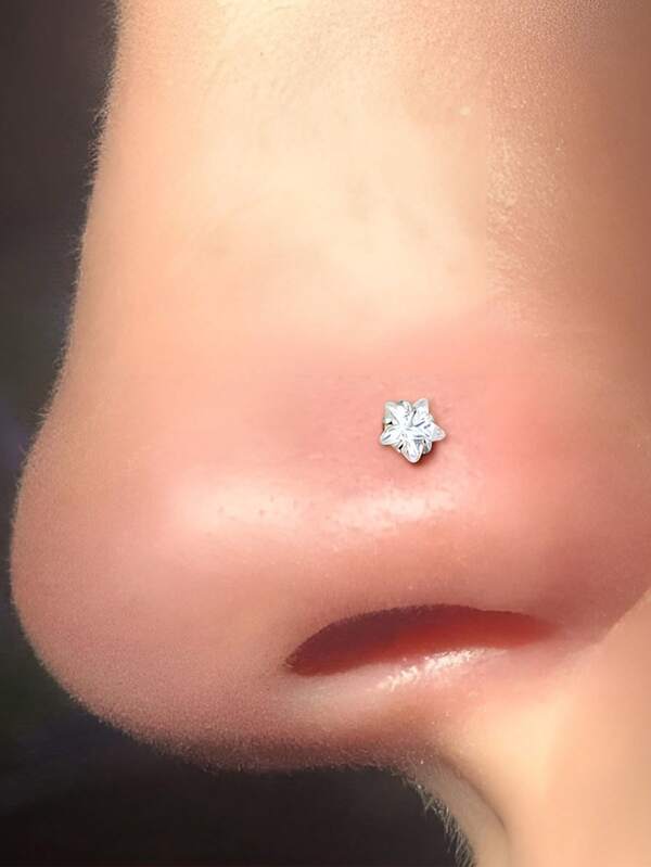 2 Pieces/1 Piece Of Fashionable, Simple And Personalized Star Zirconia Stainless Steel True Puncture Fashionable Nose Ring And Nose Nail, With A Thread Diameter Of 0.8mm, Can Be Used For Nose Rings, Nose Nails, Nose Nail Earrings