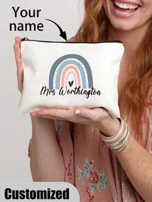 个性化教师包 - 定制彩虹手提包，花卉图案，大容量，带扣闭合 - 适合助教、毕业生或教学助理的理想感谢礼物，书包|花卉手提包|坚固的手柄 - 彩色 - 查看 19