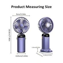 New Handheld Small Fan USB Portable Digital Display SilentOffice DeskStudent On Dormitory Charging Outdoor Fan,1PC Portable Handheld Fan, With LED Display, Handheld/Neck/Desk 3 In 1 Personal Small Fans, 90° Foldable Desk Fan With Base, 5 Speed Lash Fans Makeup Fan For Women Mini Portable USB Fans With 6 Speeds