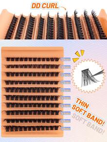 120pcs/10 Rows Cluster False Eyelashes, 8-16mm, Delicate & Natural, Mixed Lengths, Create Natural Or Dramatic Look, Reusable, Suitable For Beginners, Available In 120/192/200/216/240/270/448/570/640pcs - D - View 4