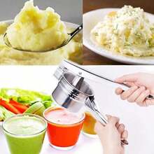 1pc Potato Masher, Potato Press, Potato Ricer, Stainless Steel Potato Masher, Kitchen Vegetable Masher With Non-Slip Handle, Manual Fruit & Vegetable Grinder With Changeable Discs, Vegetable Grinder, Kitchen Supplies, Kitchen Gadget - Multicolor - View 4