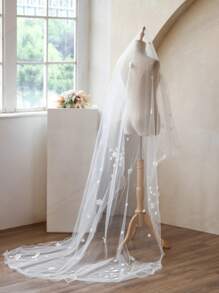 Luxuriöser Brautschleier mit Perlen & 3D Schmetterlingen, elegantes großes Schwanzdesign für Hochzeiten