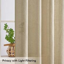 New  Linen Curtains 90 Inch Length For Living Room 2 Panels, Tan Beige Rod Pocket Back Tab Light Filtering Semi Sheer Boho Soft Linen Window Drap Farmhouse Burlap Dr Curtains For Bedroom - 亞麻布 52 寬 x 90 長(2 包) - 查看 5