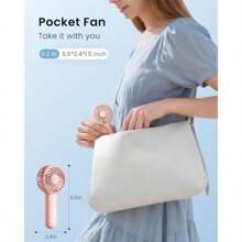 TFFFMini Portable Fan 3 Speed Powerful Handheld Fan 2000mAh Battery Operated Cute Design Personal Small Fan USB Rechargeable Makeup Eyelash Hand Fan Travel Essentials For Women Girls Pink