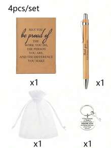 4 Stück/Set Teamgeschenk, Mitarbeitergeschenk, Stift, Mini-Notizbuch, inspirierender Schlüsselanhänger, Schlüsselring-Set, geeignet für Arbeiter, Freiwillige, Krankenschwestern, Lehrer, Kollegen, Teambuilding, Schulanfangszeit