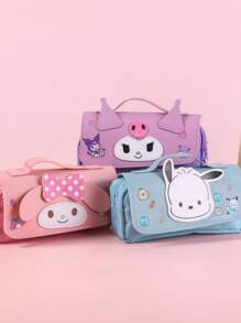 Sanrio 1pc Cute Sanrio Cartoon Characters Kuromi, My Melody, Pachapup Storage Bag, Suitable For Storing Student Stationery, Makeup, And Portable Organizer