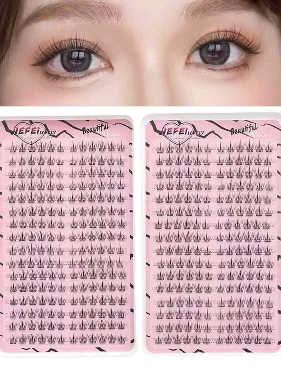 384 Clusters Of Natural Eyelashes, Large Capacity False Eyelashes, Slouchy Trilogy, Novice Simulation, Super Soft Mixing - D - View 1