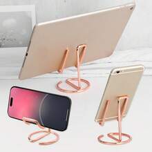 1 件简约桌面手机支架，金属铁合金材质手机支架，适用于客厅、卧室、书桌、书房等，学校用品，返校 - 玫瑰金色 - 查看 2