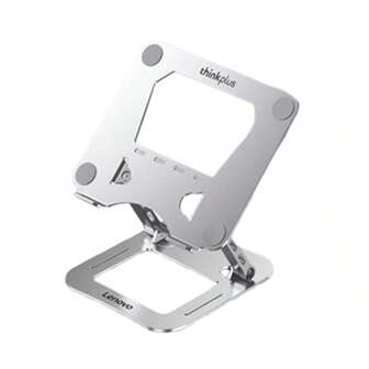 Lenovo Laptop Stand ZJA6 Foldable And Portable Heat Dissipation Design Double Arm Support Dual-Axis Adjustment Alloy Stand Thickened Damping Shaft Silicone Anti-Slip Silver