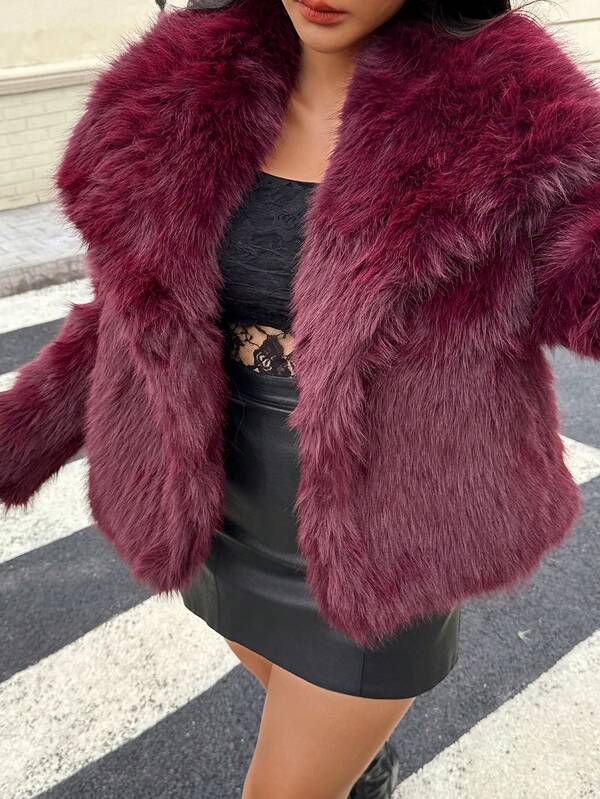 Seelio Jesień/Zima Nowy Gruby Sztuczny Futro Kołnierz Średniej Długości Modny Krótki Płaszcz Z Efektem Futra