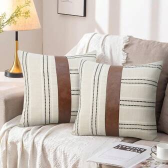 1 pièce/2 pièces Housse de coussin moderne de style fermier et lin, décorations pour canapé, chaise et chambre à coucher (insert non inclus)