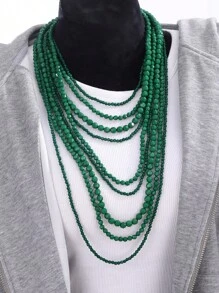Colar vintage grande de acrílico marrom com cascata, feito à mão, 1 peça, colar casual em camadas para mulheres