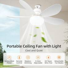 24W/30W/40W E27 LED吊扇灯带遥控器，风速和亮度可调，适用于卧室、客厅、儿童房、厨房、餐厅、酒吧、咖啡厅、商店、仓库、入口、多功能室、教室、学校、书房 - E27燈頭吊扇燈 - 查看 3