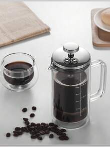 Cafetera de émbolo de vidrio borosilicato de doble capa resistente al calor con escala de medición para uso doméstico