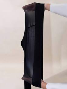 1 Par de Meia-Calça Brilhante e Sem Costura Feminina, Meias de Óleo de Cavalo, Calça Legging Preta Aurora, Legging de Cintura Alta - Preto - Visão 4