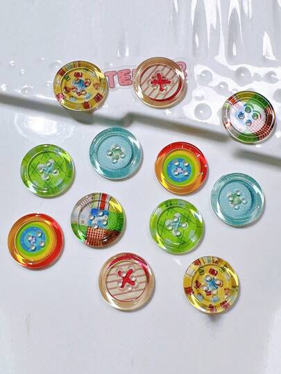 10 件圆形树脂缝纫纽扣，适用于缝纫、DIY 工艺品、服装装饰和手工挂饰、工艺纽扣