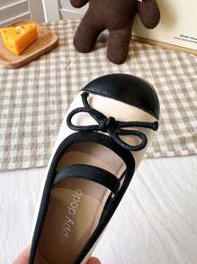 1 Pair Girl's Color Block Bow Elastic Band Retro Sweet Casual Flat Slip-On Shoes, Anti-Slip Breathable, Suitable For All Seasons