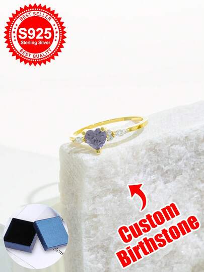 แหวนพลอยประจำวันเกิดรูปหัวใจเงินแท้ S925 แบบกำหนดเองที่มีเสน่ห์ - เหมาะสำหรับเป็นของขวัญให้คนรัก เพื่อน และครอบครัวในวันเกิด วันครบรอบ วันวาเลนไทน์ คริสต์มาส หรือโอกาสพิเศษใดๆ แหวนนี้ผสมผสานแฟชั่นเข้ากับพลอยประจำวันเกิดส่วนบุคคล สร้างขึ้นอย่างพิถีพิถันจากเงิน S925 ระดับพรีเมียม เครื่องประดับที่มีสไตล์และสื่อความหมายที่เพิ่มสัมผัสที่เป็นเอกลักษณ์ให้กับทุกช่วงเวลาอันแสนพิเศษ ทำให้เป็นของขวัญที่เหมาะสำหรับคนที่คุณรัก