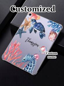 Custom Graphic & Letter Print Turtle Painted Transparent Protective Case For IPad 10.2" (2022/2021/2020), IPad Air 5, IPad 9th Gen, IPad Mini 5/6, IPad Pro 11", Silicone Cover