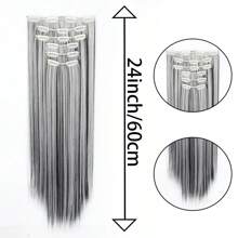 The 24-Inch 16-Clip Hair Extension Long Straight Hair Synthetic Wig Is Versatile For Daily Use