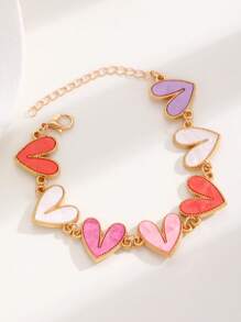 1pc Colorful Heart-Shaped Bracelet For Women, Fashionable & Cute, Ideal Gift For Girlfriend, Best Friend, Suitable For Daily Wear, Party, Festival