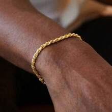 Pulsera de cadena de acero inoxidable de color plateado simple con giro para hombres, joyería de hip hop