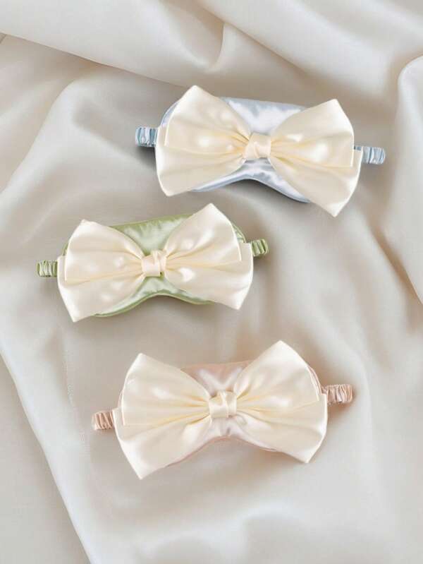 Cute Bowknot Sleeping Mask, Silk-Like Blackout Eye Mask