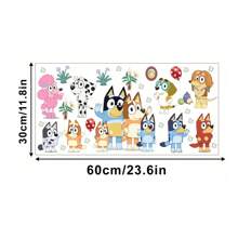 Bluey 1Pc Blueys Family And Friends Wall Decal 60*30CM Removable Wall Sticker Mural Home Room Decoration Bluey Bingo Dog Cute Coco Rusty Muffin Durable Party Decorative Accessories Ideal For Bedroom Living Room (Some Parts May Be Random)