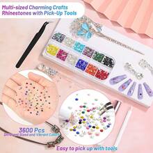 Pegamento de maquillaje S.Face con 3600 piezas de gemas, joyas y cristales para ojos para disfraz, cosplay y maquillaje de efectos especiales para Halloween. Adhesivo cosmético para aplicar piedras rhinestone, purpurina, postizos y bigotes - Multicolor - Ver 6