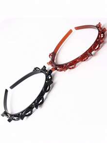 1/2pcs Women's Woven Headband, Double-Layer Hollow Pressure Hair Hoop, Bangs Hairband Decor, Suitable For Daily Outing, Casual, Party, Commuting, Vacation, Face Washing, Makeup, Summer Outfit Matching And DIY, Summer Hair Clip, Headband, Cute Hair Accessories - Multicolor - View 5