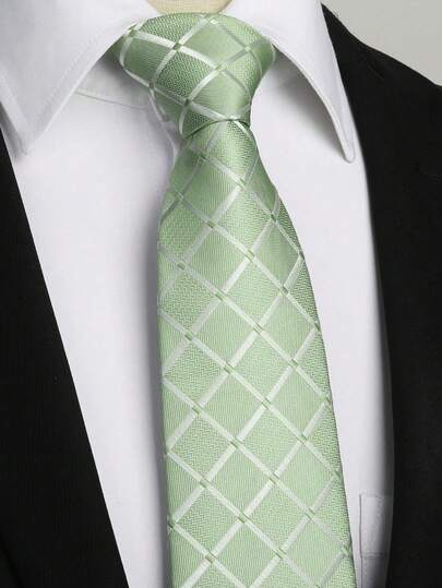 1 Pieza Corbata a cuadros verde salvia de 8cm, corbata de moda y personalizada para boda, fiesta y eventos para hombres