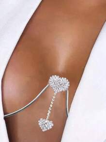 Sexy Rhinesetone Double Heart Pendant Chest Chain Bracket Body Chain Jewerly For Women Summer Bikini Beach Sexy Body Chains Women's Double Heart Bra Chain Daily Wear Nightclub Party Jewerly GIfts