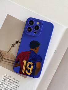 足球兼容 手机壳和 Galaxy 手机壳，巴塞罗那足球俱乐部 #19 球员球衣手机壳，蓝色 TPU 材质镜头保护，兼容 13、 15、 16 Pro Max、 16、 14、 15 Pro Max、 16 Plus 和 Galaxy 手机 - 彩色 - 查看 2