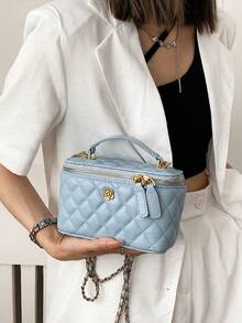 Bolsa de mano con caja de moda nueva, bolso de hombro/cruzado simple - Azul - Ver 3