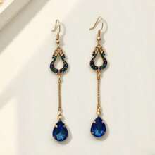 复古新中式风格吊坠耳环，长款垂坠设计，适合夏季派对假日日常佩戴