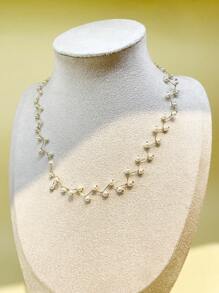 1 Stück Damenkette mit Faux-Perlen, 18K Gold Edelstahl zarter Perlenschmuck Geschenk, geeignet für Hochzeiten und Urlaubsreisen