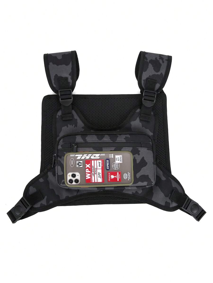 Outdoor Travel Cycling Hiking Chest Pouch Front Phone Bag, Sports Fanny Pack Tactical Gear