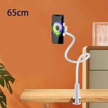 1个70厘米/27.56英寸柔性鹅颈夹式手机支架，360度旋转塑料手机支架，适用于床头柜、办公桌，适合驼背人士，可调节通用手机支架，适用于床头柜直播