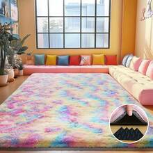 Extra Soft, Fluffy Rug For The Bedroom, Shag Rug For The Living Room With 4 Non-Slip Rug Pads, Multiple Sizes Available, Large, Cozy Shag Rug For Boys And Girls' Room Decoration, Non-Slip Nursery Rug, Modern Shag Rug For Indoor Use, Cream White - 紮染彩虹 - 查看 4