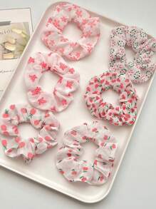 5pcs/Set Women Plain Fabric Large Scrunchies Hair Ties, Elastic Hair Bands For Ponytail & Bun, Vintage Elegant, Suitable For Daily Use Scrunchy Hair Ties, Casual