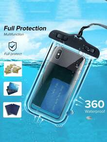 1个/2个通用防水夜光手机袋，触屏游泳潜水手机壳，可用作水下相机手机壳，便携式旅行手机包，带可调节挂绳，PVC材质，无需电池。 - 彩色 - 查看 3