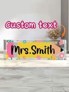 1pc Personalized Teacher Desk Sign, Teacher Acrylic Block Name Plate, Teachers Gifts Acrylic Plaque, Teacher Desk Decorations For Office School Supplies, Back-To-School Gift - Multicolor - View 19