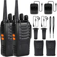 New-88  Walkie Talki S Rechargeable Long Range  Earpiec For Adults, 16 Channel Profsional Io Handheld Two Way Ios Li-Ion Battery And Charger Iluded - 2pack   2earpiece - View 8