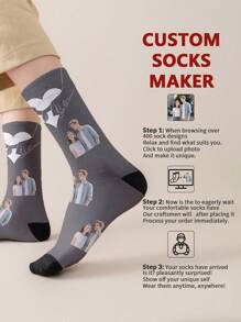 1 par de calcetines de tubo medio personalizados con cara de mujer, Puede poner cualquier rostro en los calcetines, Calcetines personalizados con fotos, Par de calcetines con diseño de imagen personalizada interesante, adecuados para el Día de San Valentín, cumpleaños, regalos y otras ocasiones, personalizados, divertidos, ricos y coloridos, diseño creativo de anime y caricatura, regalos navideños