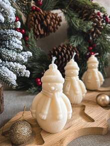 1 pieza Molde de silicona con diseño de muñeco de nieve trenzado, apto para hacer velas con aroma, jabones hechos a mano, decoración de escritorio de concreto, arte de resina, ideal para ornamentos de sala de estudio, regalos de fiesta de Año Nuevo, mercado de invierno, con textura clara y fácil desmoldado